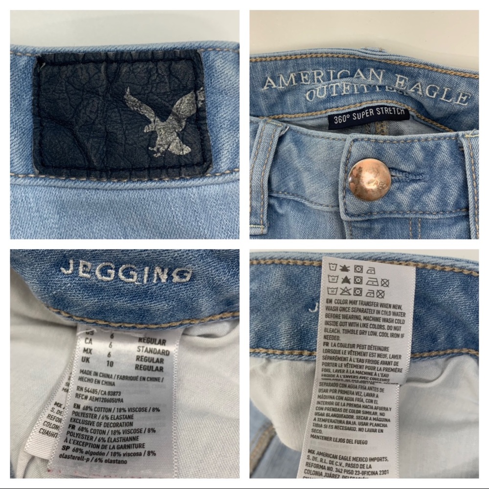 American Eagle Distressed 360° Super Stretch Skinny Jean Jeggings Light Wash 6 - Picture 11 of 16